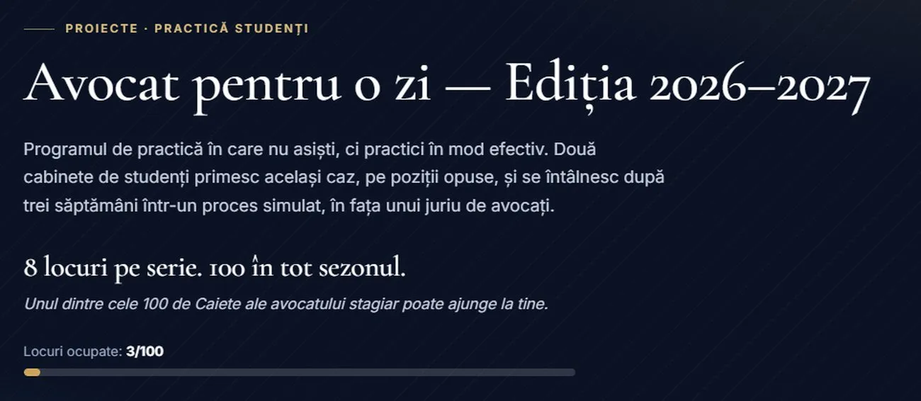 Practica lipsește din facultatea de Drept. Un model care o suplinește